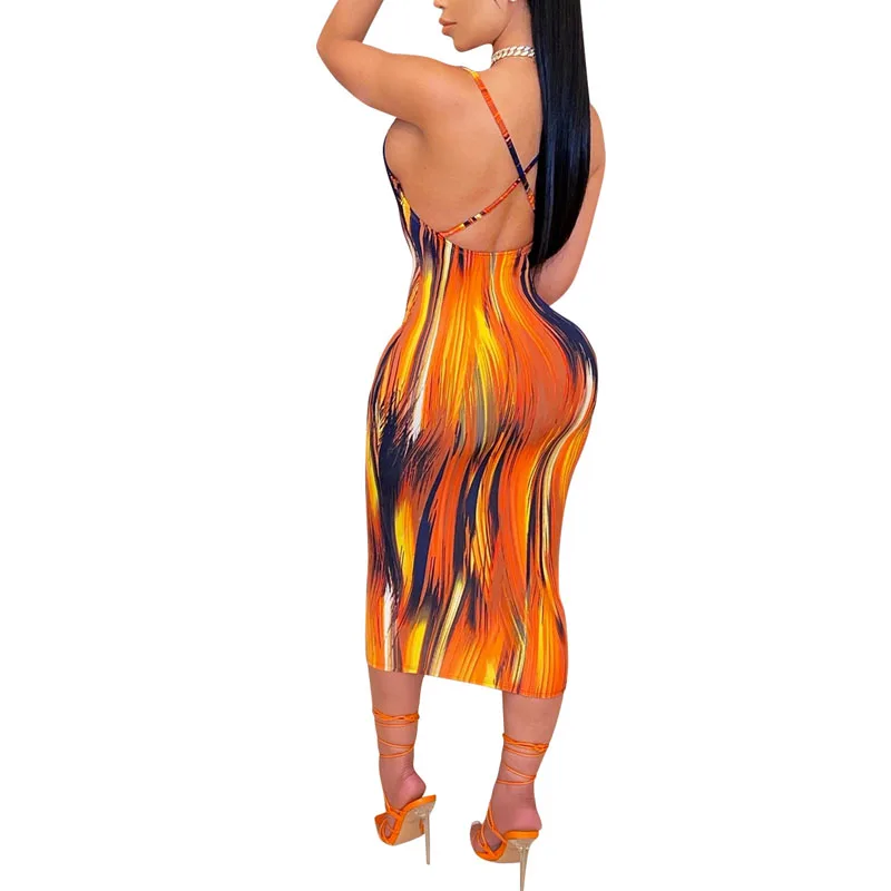 

Women Sexy Backless Spaghetti Strap Long Dress Summer Bodycon Beachwear Sleeveless Night Out Club Party Dress