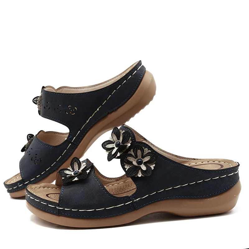 

Summer Women Slippers 2020 Rome Retro Casual Shoes Thick Bottom Wedge Open Toe Sandals Beach Slip On Slides Female