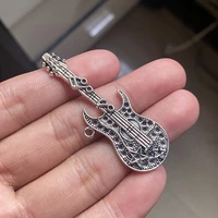 12pcslot punk guitar music charm pendant for diy punk necklace handmade keychain accessories fashion jewelry making findings