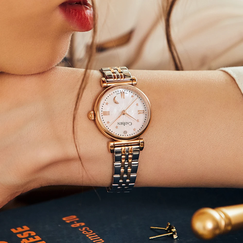 2020 CADISEN Women Watches 18K GOLD Luxury Brand Fashion Quartz Watch Gold Strap Women Wrist Watch Relogio Feminino reloj mujer enlarge