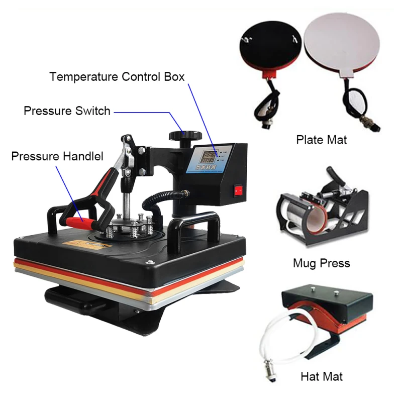 

1200W 15 In 1 Heat Press Machine For T-Shirts 12"x15" Combo Kit Sublimation Swing Away