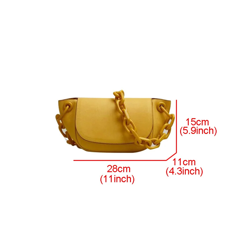 

Acrylic Thick Chain Half Moon Women Shoulder Bag Designer Semicircle Crossbody Bags For Women Casual Solid Wings Women's Handbag