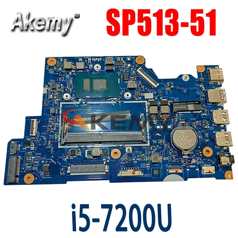

Akemy laptop Motherboard For ACER Aspire SP513-51 i5-7200U Mainboard 16801-1 SR2ZU DDR4