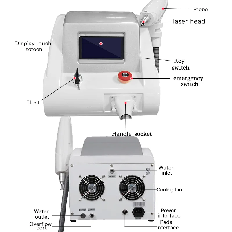 Лазер ND Yag для удаления татуировок аппарат лазерного и бровей с красным