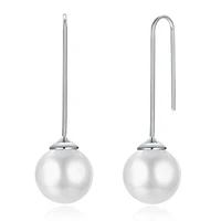 silverhoo 925 sterling silver round big imitation pearl drop earrings simple classic fine jewelry 2021 for women wedding gifts