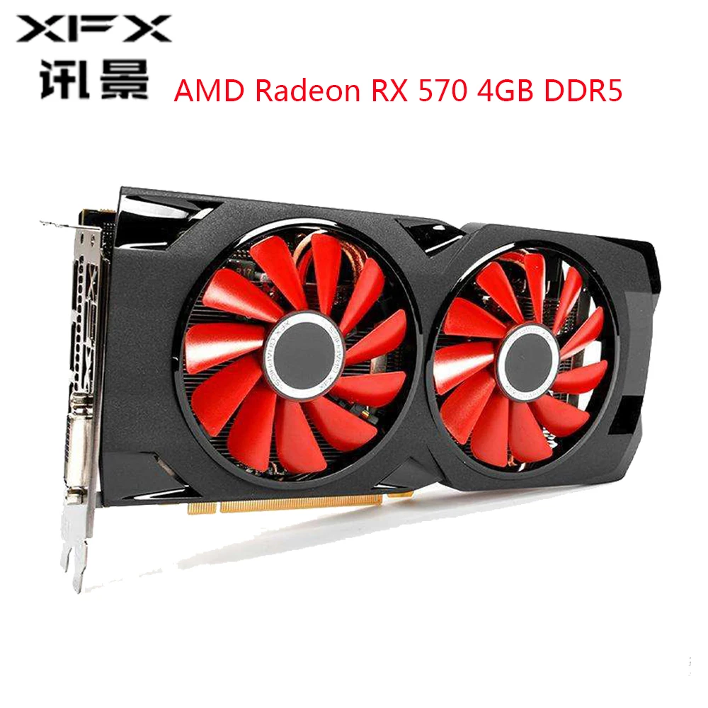 Видеокарта XFX AMD GPU Radeon RX 570 4 Гб видеокарта RX570 256 бит для игрового компьютера с
