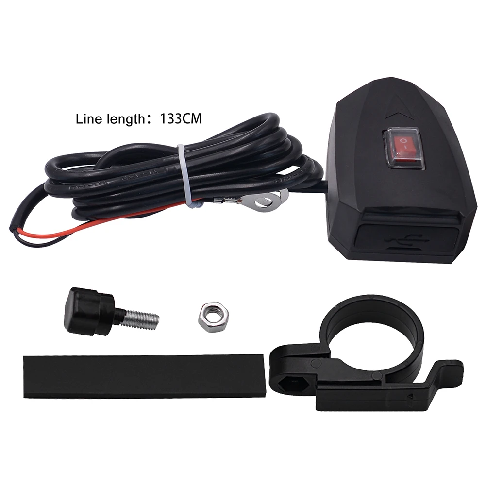 

CS-758B1 Motorcycle Dual USB Charger with Switch Waterproof Motorbike Handlebar 2.4A USB Socket Power Adapter Universal