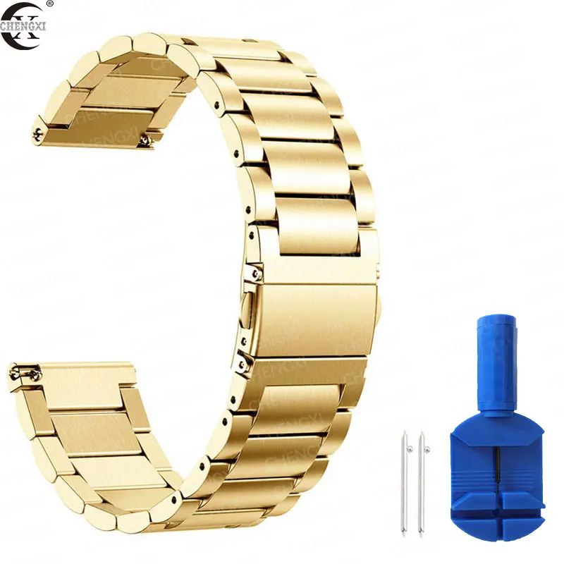 gold 20 мм 22 мм huami amazfit gtr ремешок Bip для samsung gear S3 s2 sport Classic huawei gt 2 active galaxy watch 42 мм 46 Band 40 44 мм - Цвет ремешка: gold