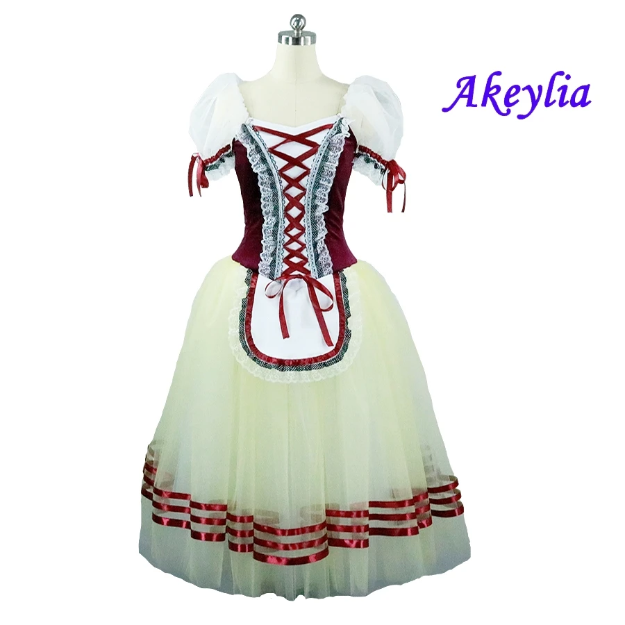 Girl giselle ballet long romantic professional dress Blue green Velevt Giselle Dresses Burgundy Performance Stage Costumes Pink