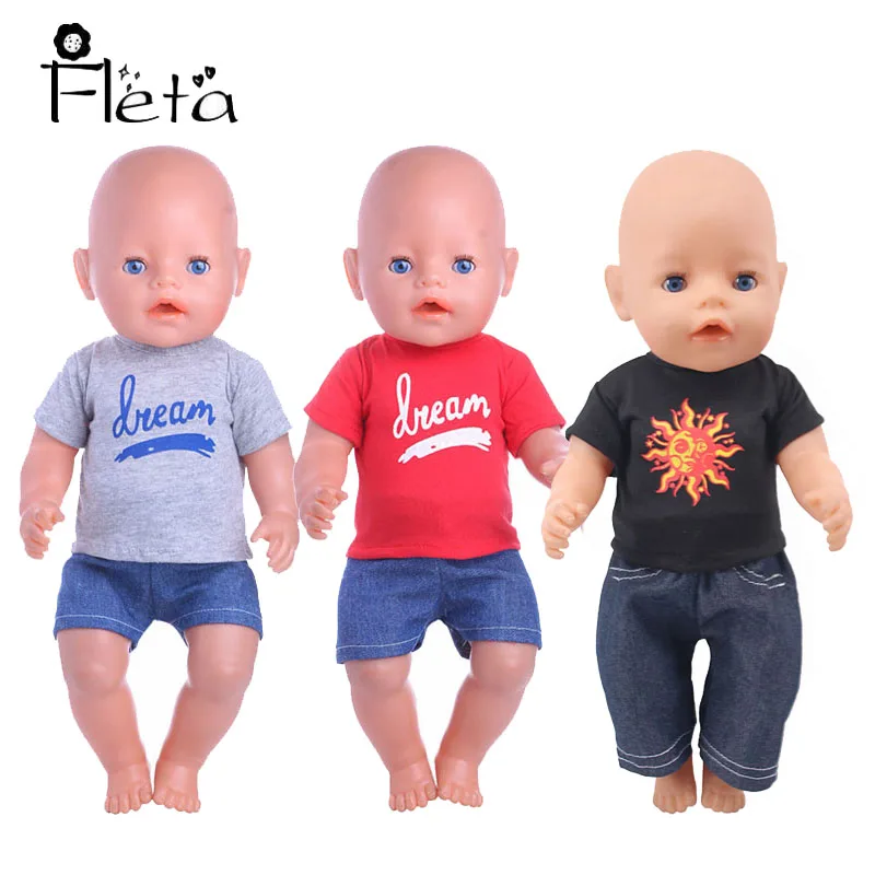 

Doll Set = T-Shirt + Jeans Handsome Clothes Accessories Fit 18 Inch American&43 CM Born Baby,Girl's Birthday Toys,Generation