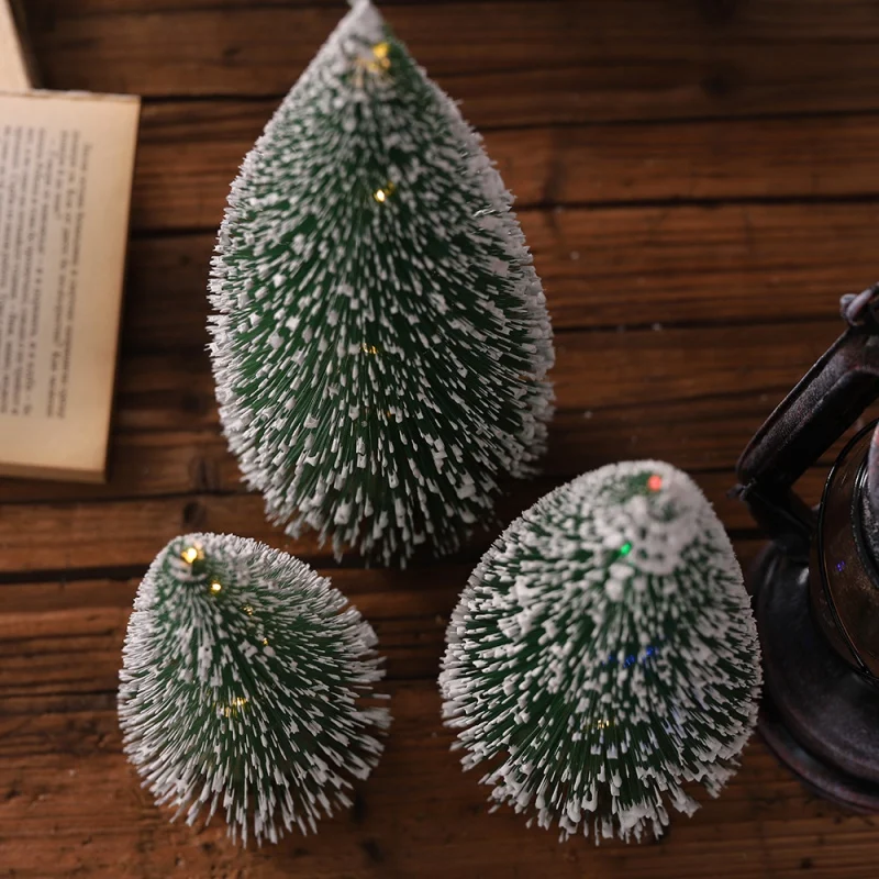 Огни маленькие DIY рождественская елка искусственная сосна дерево мини щетка для