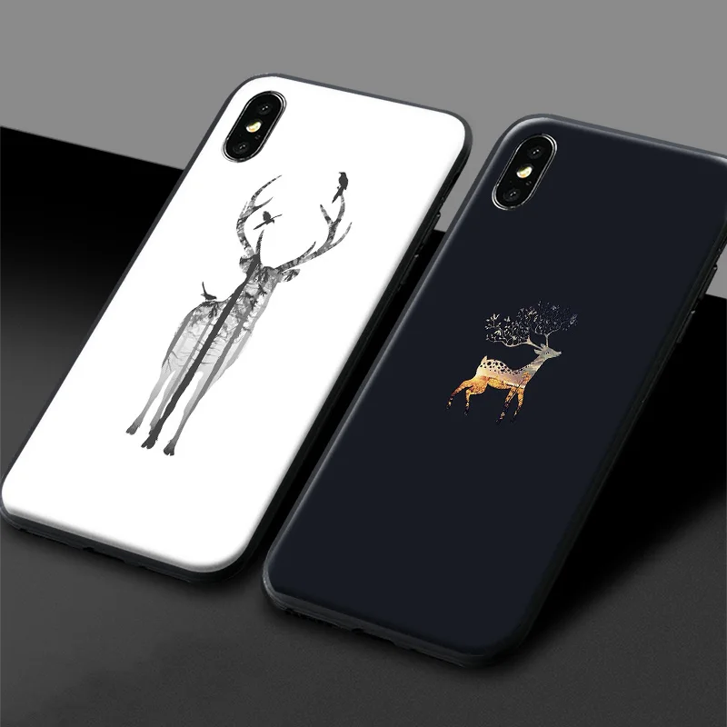 deer reindeer buck animal soft silicone phone case cover shell for iphone 6 6s 7 8 plus x xr xs 11 pro max free global shipping