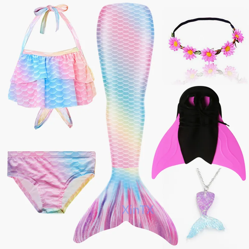 6 шт./компл. лидер продаж хвосты русалки Моноласты плавательные для детей летняя