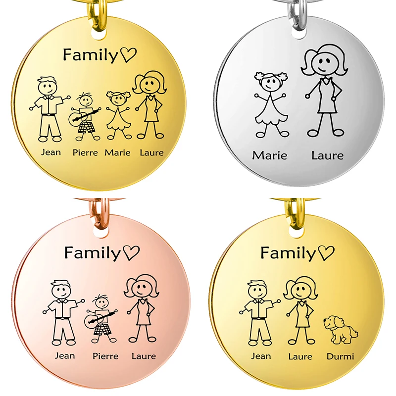 

Cazador Custom Family Members Keychain Stainless Steel Personalized Dad Mom Kids Pets Keyring for Family Sweet Gifts Wholesale