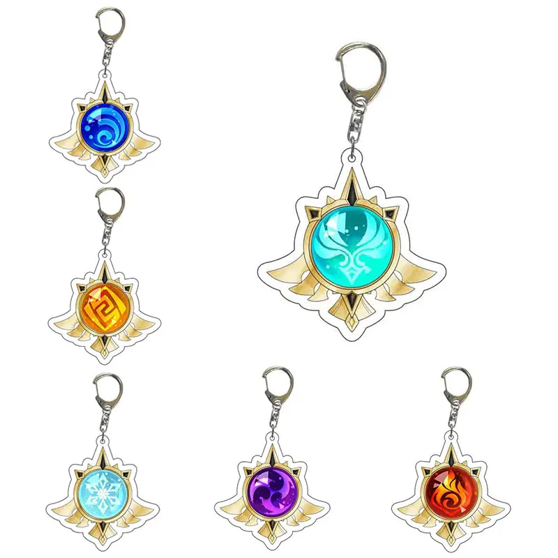 

Hot Game Genshin Impact Keychain Element Vision God's Eye Men Keychains for Women Bag Pendant Key Chain Key Ring Jewelry Gifts