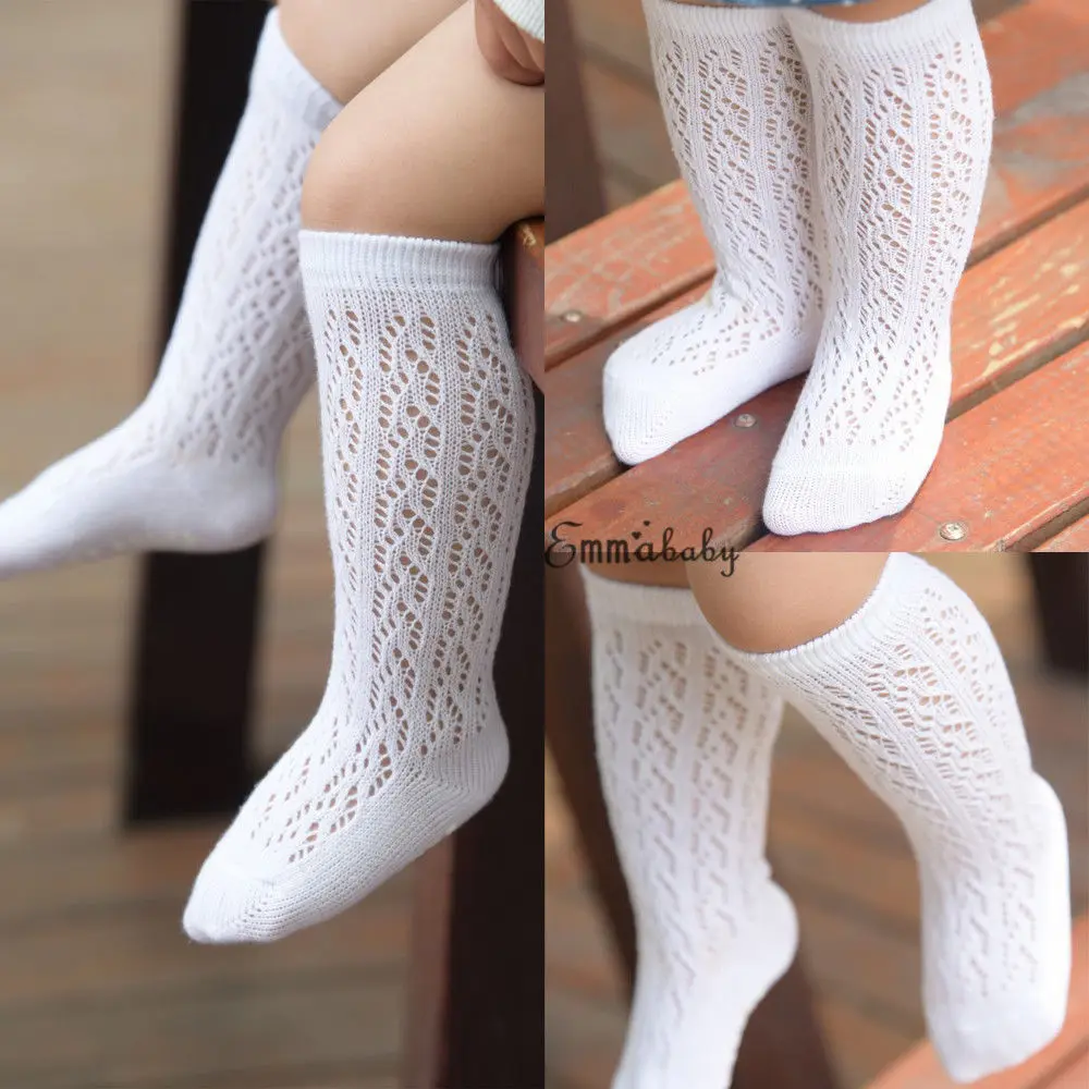 

2021 New Fashion Newborn Infant Baby Girls Fishnet Stockings Anti-Slip Knee High Lace Thin Stockings Long Tube Princess Booties