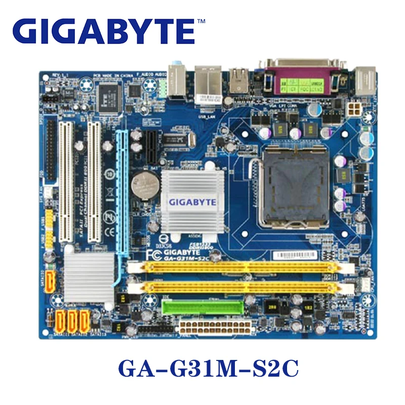 Материнская плата LGA 775 G31 DDR2 Gigabyte GA-G31M-S2C 100% USB2.0 4G G31M S2C Desktop SATA II б/у системная G31M-S2C