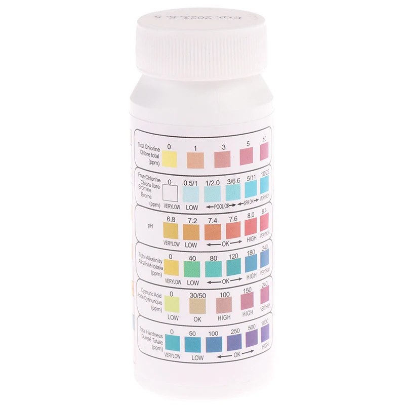 

50pcs 6 In 1 Multipurpose Chlorine PH Test Strips SPA Swimming Pool Water Tester Paper