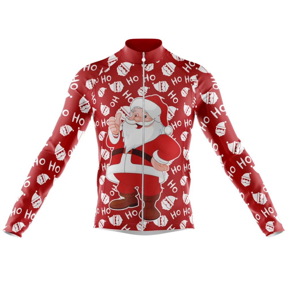 

HIRBGOD 2021 New Christmas Men's Bike Shirt Funny Santa Claus Print Long Sleeve Cycling Jersey Red Autumn Bicycle Wear,TYZ361-02