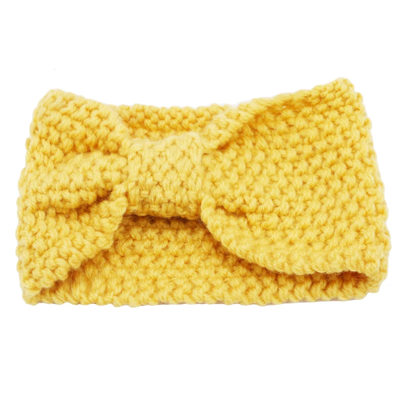 

High Quality Ear Knitted Headband Winter Warmer Turban Women Lady Crochet Hair Bow Wide Stretch Headwrap Hair Accessories