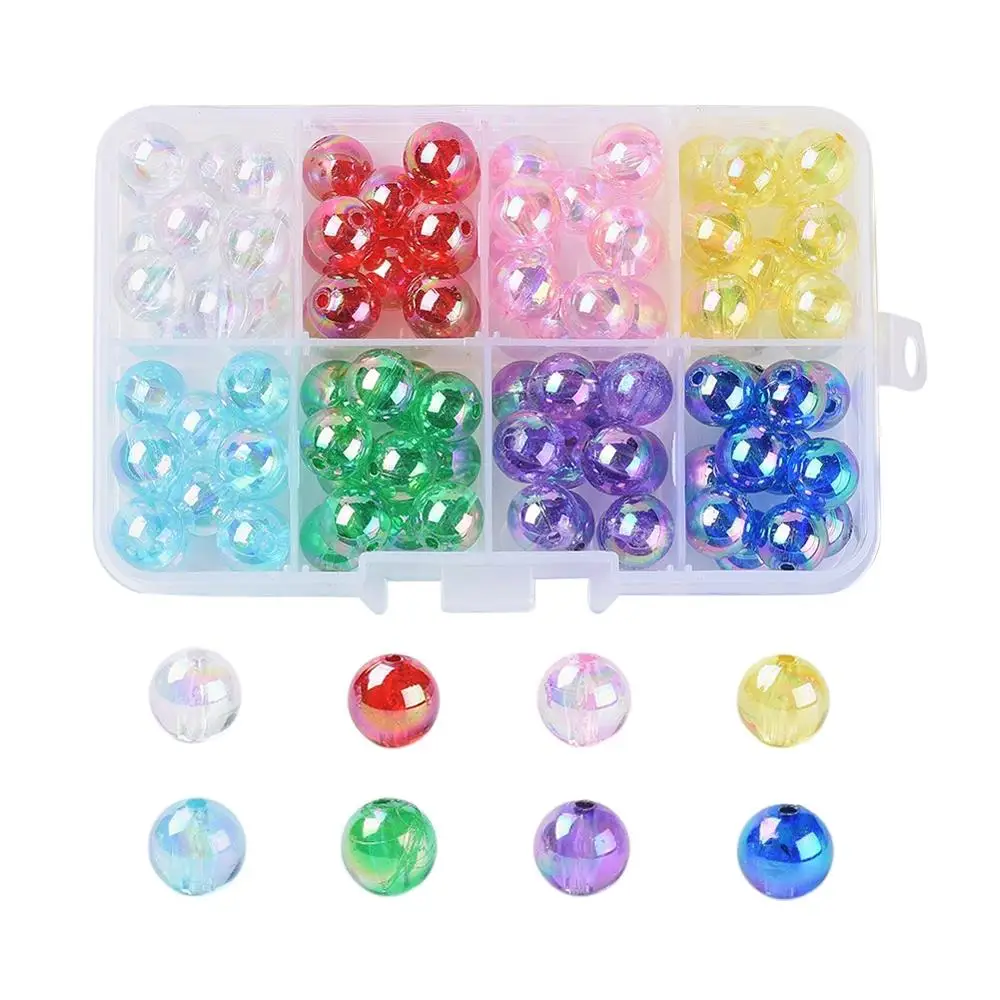 

1box 4 5 6 8 10mm 8 Colors Environmental Transparent Acrylic Beads AB Color Round Loose Beads for Jewelry DIY Braclet Findings