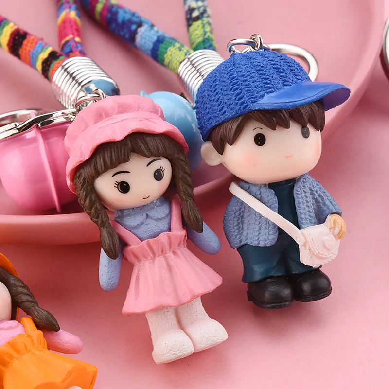 

Korean Version of Cute Couple Keychain Creative Resin Antique Cotton Rope Keychain Accessories Student Schoolbag Pendant Gift