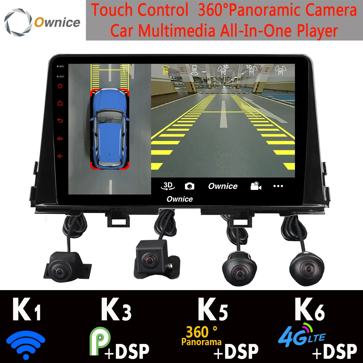 1 DIN 360 ° 4 × камера 4G Android 9 0 + 64G GPS радио CarPlay SPDIF DSP автомобильный мультимедийный