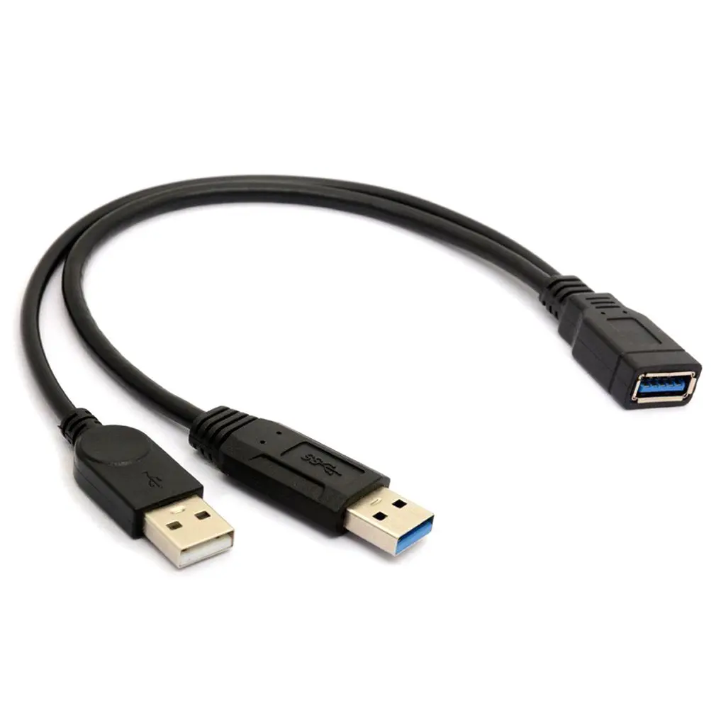 

Hot 20cm USB3.0 to USB3.0/2.0 USB3.0 Female to Dual USB Male Extra Power Data Y Extension Cable Dropshipping