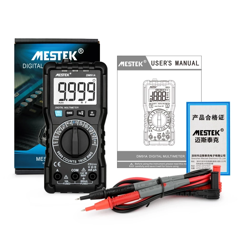 Цифровой мини-мультиметр MESTEK DM91A/S 9999 отсчетов True RMS Автоматический диапазон