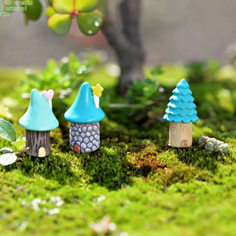 

1pcs Vintage Blue House Miniature Craft Fairy Garden Bonsai Home Landscaping Ornaments Micro Accessories Decoration G1X4
