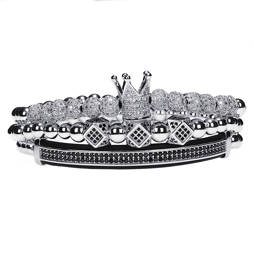 3 шт./компл. роскошные ювелирные изделия новинка циркон хип-хоп Золотая Корона