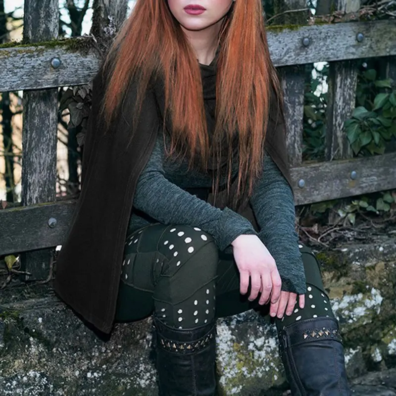 Темный плащ для женщин винтажный с капюшоном готический пальто накидки ведьмы