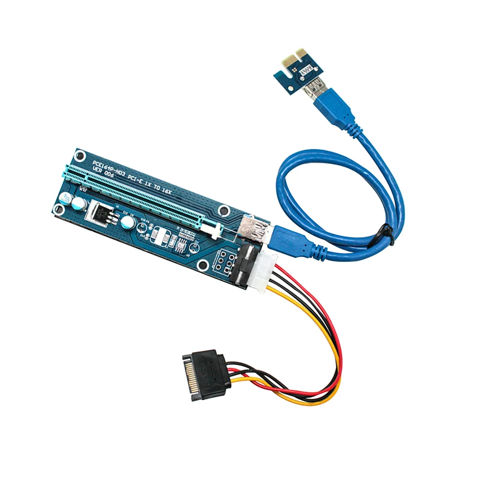 

4 Pin PCI-E Riser Card 60CM USB 3.0 Cable PCI Express 1X to 16X Extension Cable Adapter Cord for GPU Miner Mining