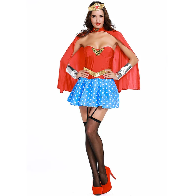 

Wonder Superwomen Costume Women Adult Women Superhero Halloween Fantasy Fancy Dress