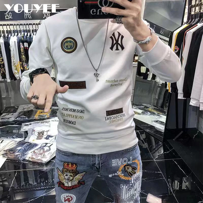 Цельный свитшот толстовки Мужская одежда осень зима 2020 хлопковый с вышивкой и