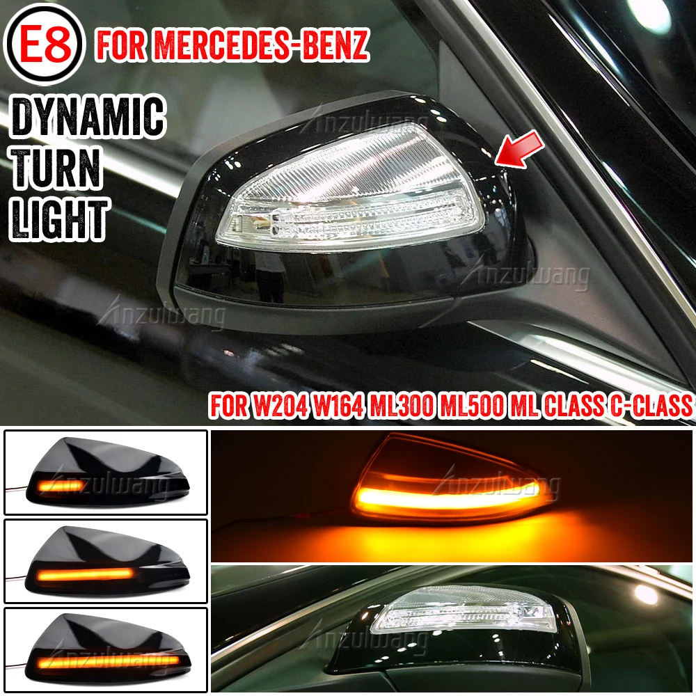 

LED Dynamic Turn Signal Blinker For Mercedes Benz W204 W164 ML300 ML500 ML Class C-Class Mirror Flasher Light
