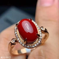 kjjeaxcmy fine jewelry natural red coral 925 sterling silver new women ring support test classic