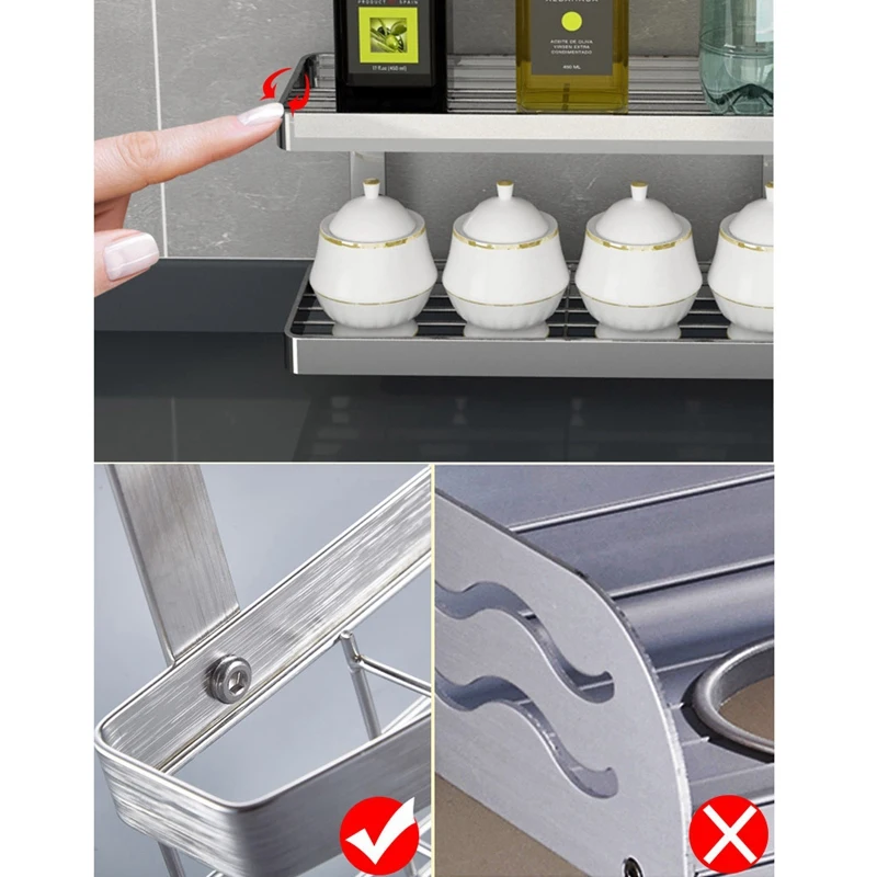 Три Слои Нержавеющая сталь висящая стойка для специй настенный Кухня Ванная