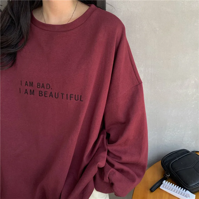 

Hoodies Women Oversize Simple Letter Printed Chic Harajuku Loose Basic Sweatshirts Female Trendy Leisure O-neck Streetwear Cozy