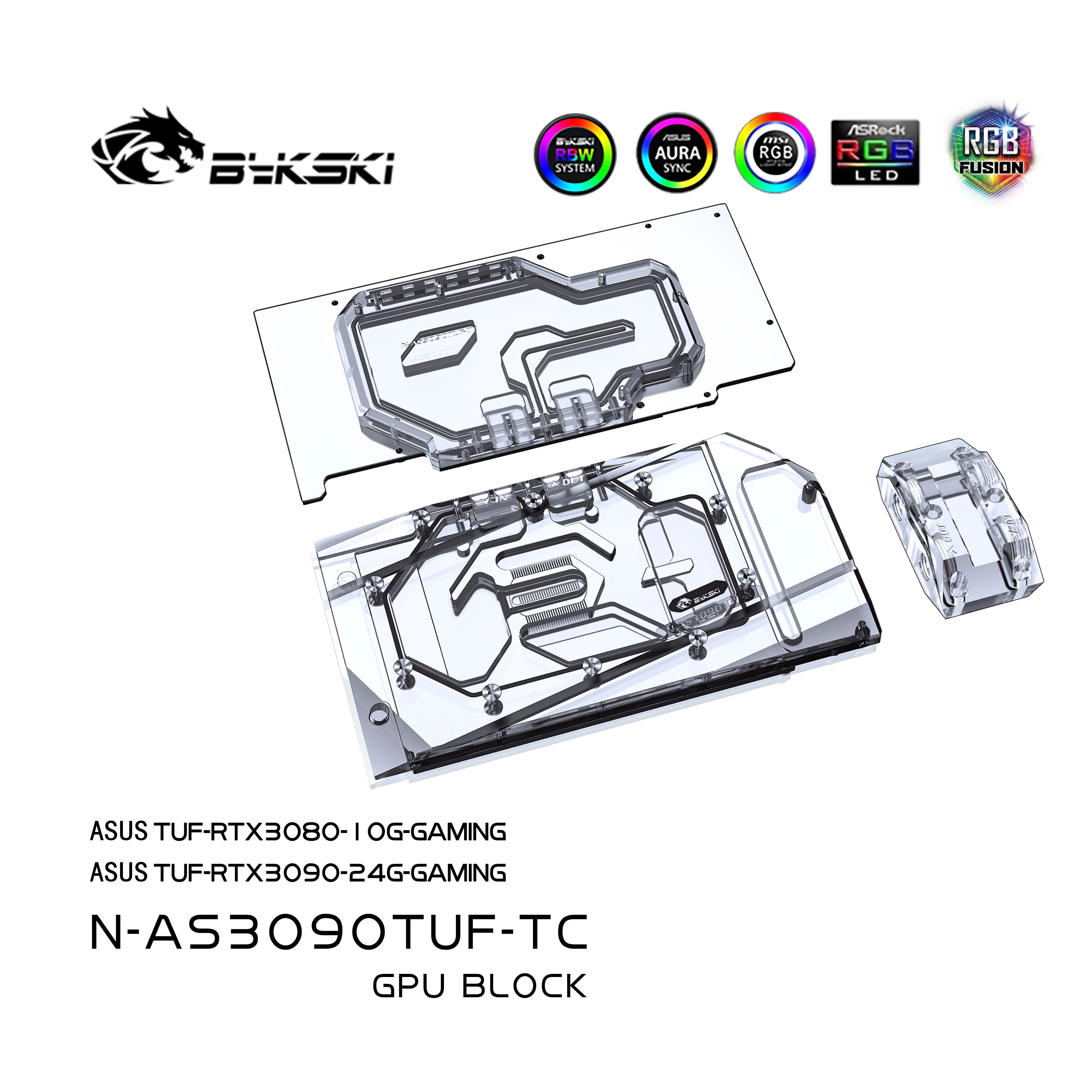 Bykski-Bloque de refrigeración por agua, GPU, N-AS3090TUF-TC, para ASUS TUF RTX 3090 /3080, tarjeta gráfica de juego con placa trasera de cobre especial