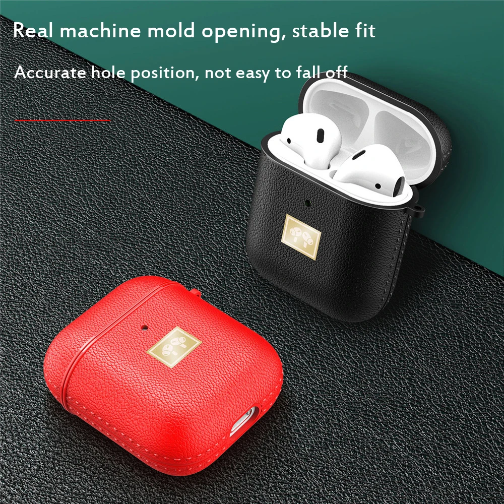 

New Lychee Pattern Leather Bag Case For Apple AirPods Bluetooth Wireless Earphone Leather Case For Air Pods Charging Box Cover