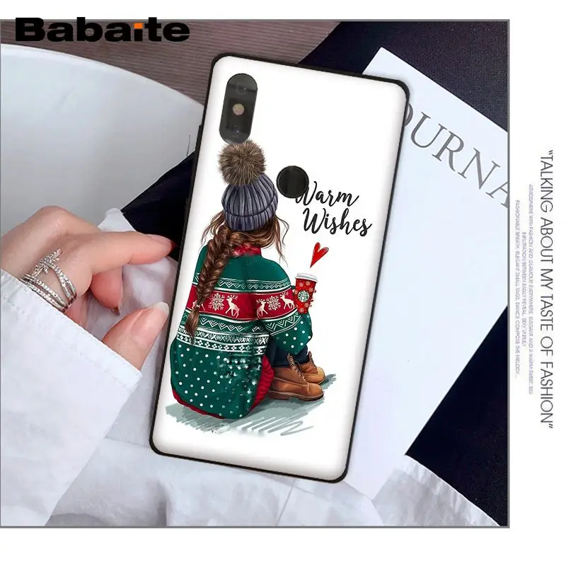 Babaite VOGUE Christmas Princess Girl boss coffee Phone Case for Xiaomi Mi 6 Mix2 Mix2S Note3 8 8SE Redmi 5 5Plus Note4 4X Note5