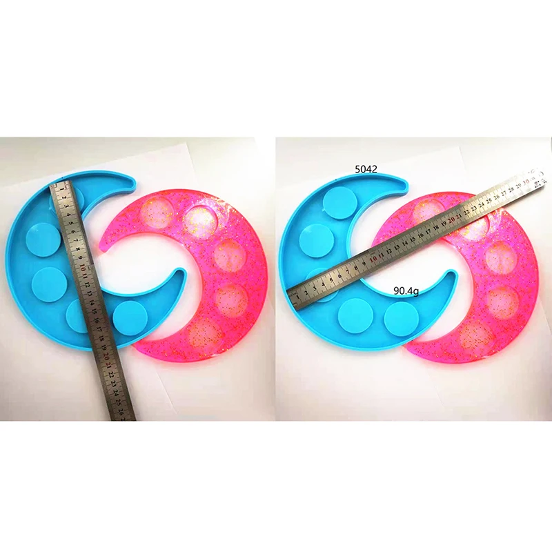 

Essential Oil Tray Plate Epoxy Resin Mold 5-hole Moon Candlestick Silicone Mould