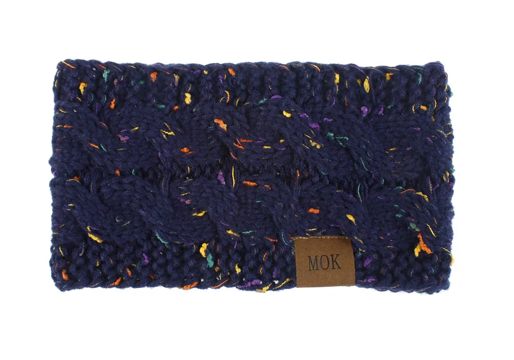 confetti navy 21 цвет, Женский хвостик, шапки, вязаные крючком, без верха, шапки, конфетти, точки, уши, теплые повязки для волос, аксессуары для волос, дамские грязные булочки - Цвет: confetti navy