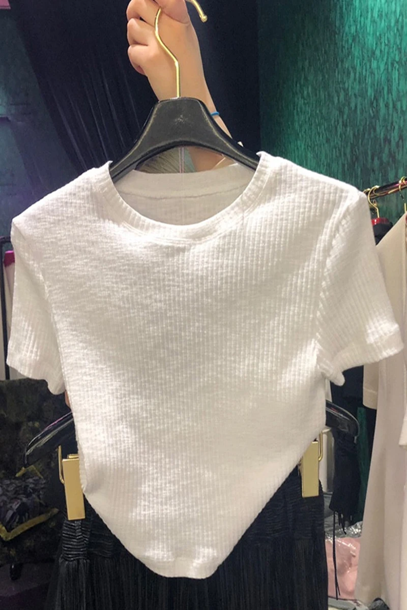 

VANOVICH Korean Style 2021 Summer T Shirts New Fashion Wild Cotton Fashion Ladies T Shirts Temperament Short Sleeve Tops Female