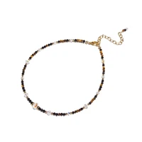 lii ji natural tigers eye black spinel 2mm tiny beads austrian crystal 14k gold filled anklet bracelet 245cm