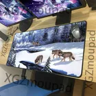 Большой коврик для мыши XGZ с аниме Snowfield Forest HD, черный коврик для мыши с застежкой по краям, с изображением животных, волков, Настольный коврик для клавиатуры, резиновый нескользящий, размер Xxl