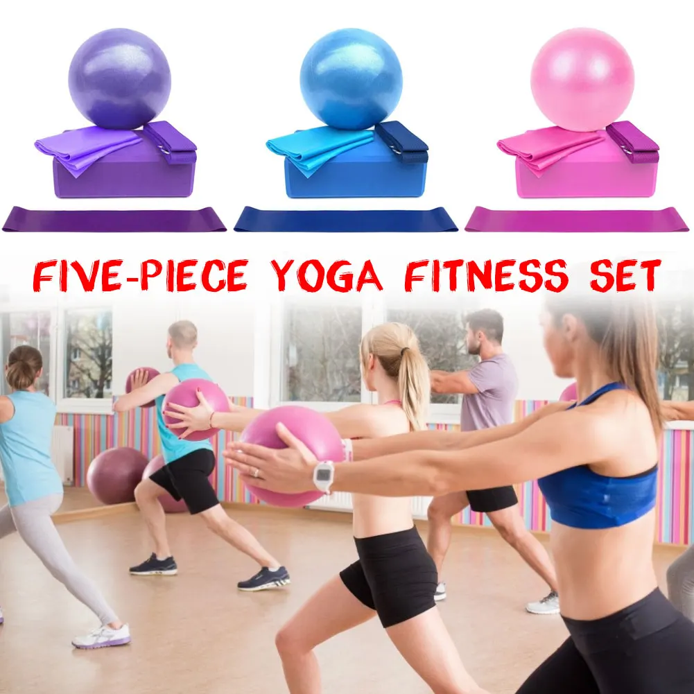 

Yoga Starter Kit 5pcs Yoga Equipment Set Yoga Ball Yoga Block Stretch Band Resistance Band Pilates Exercise Fitness Sport