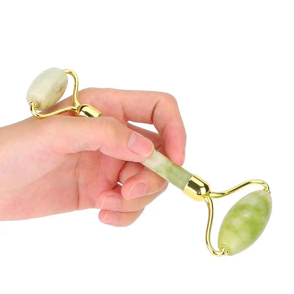 

2pcs/set Double Head Natural Jade Stone Roller Guasha Board Massage Anti Wrinkle Anti-aging Acupuncture SPA Therapy Gua Sha Tool