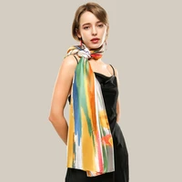 2021 autumn silk scarf women graffiti lily colorful printed shawl long sun protective pashmina fashion luxury female neck wrap